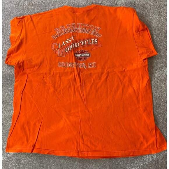 Harley-Davidson Brighton MI Spark Plugs Orange T-Shirt 3X - Picture 2 of 10